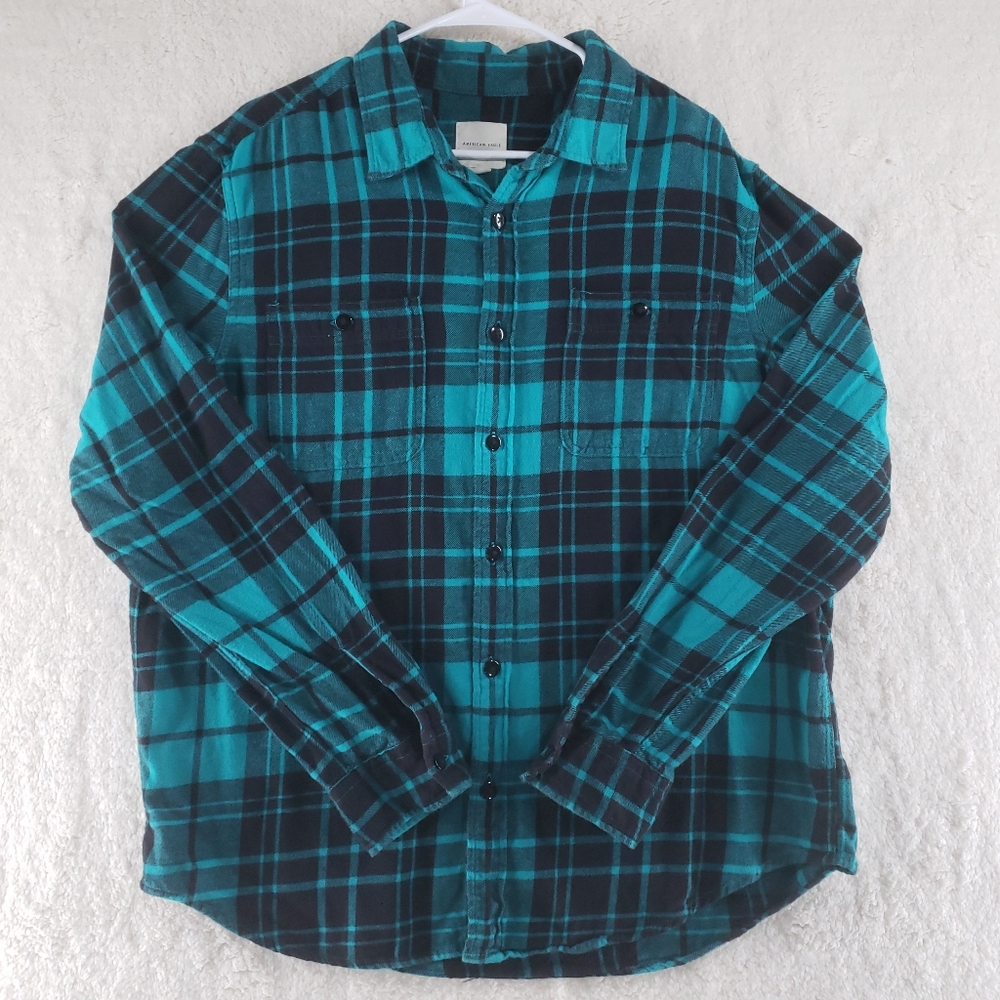 🚫SOLD🚫American eagle plaid flannel casual outdoors button down shirt mens XL